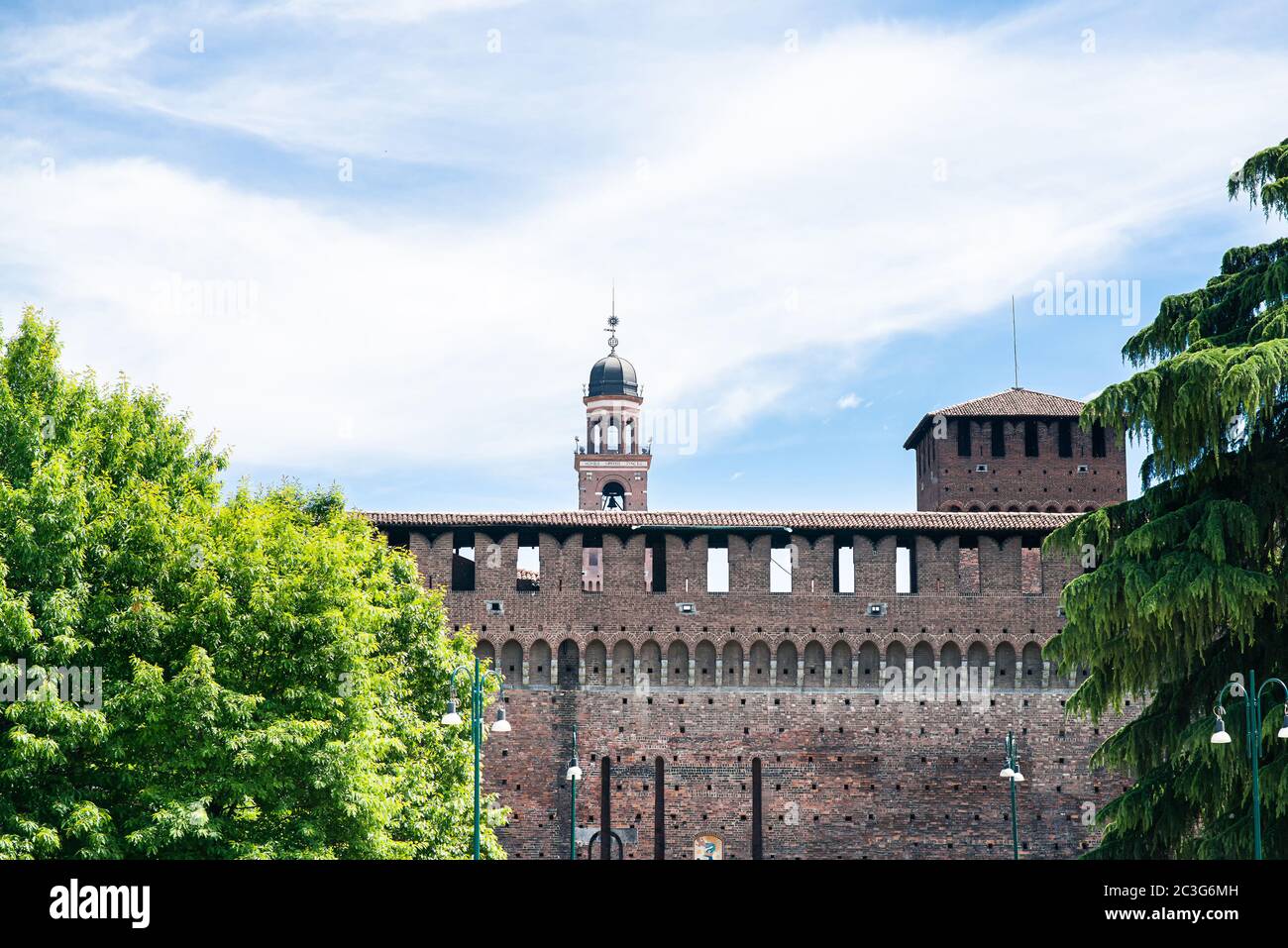 Die Mauern des Castello Sforzesco in Mailand, Italien. Stockfoto