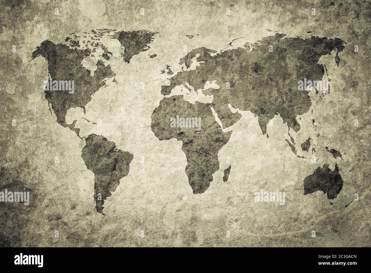 Grunge-Karte der Welt Stockfoto
