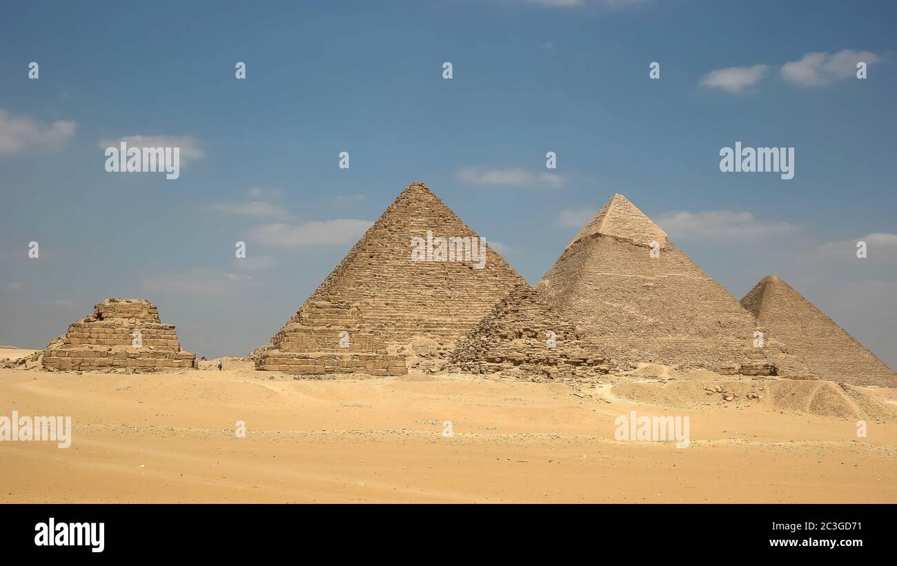 Die Pyramiden von Gizeh nahe Kairo, Ägypten Stockfoto