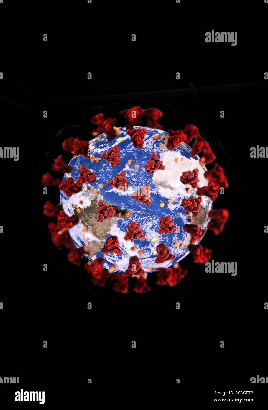 Erde hat Coronaviren, Fotomontage, Symbolbild für die globale Coronapandemie, Deutschland Stockfoto