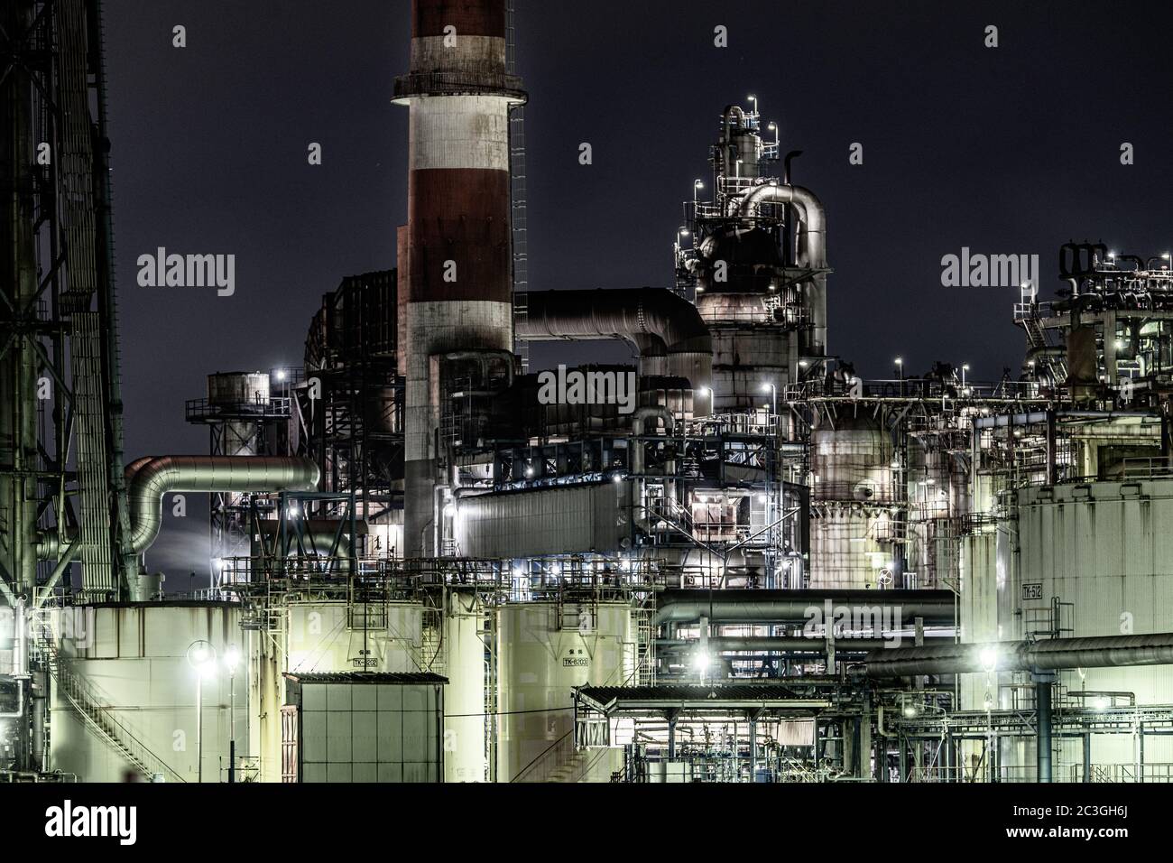 Fabrik Nachtansicht der Kawasaki Keihin Industriezone Stockfoto