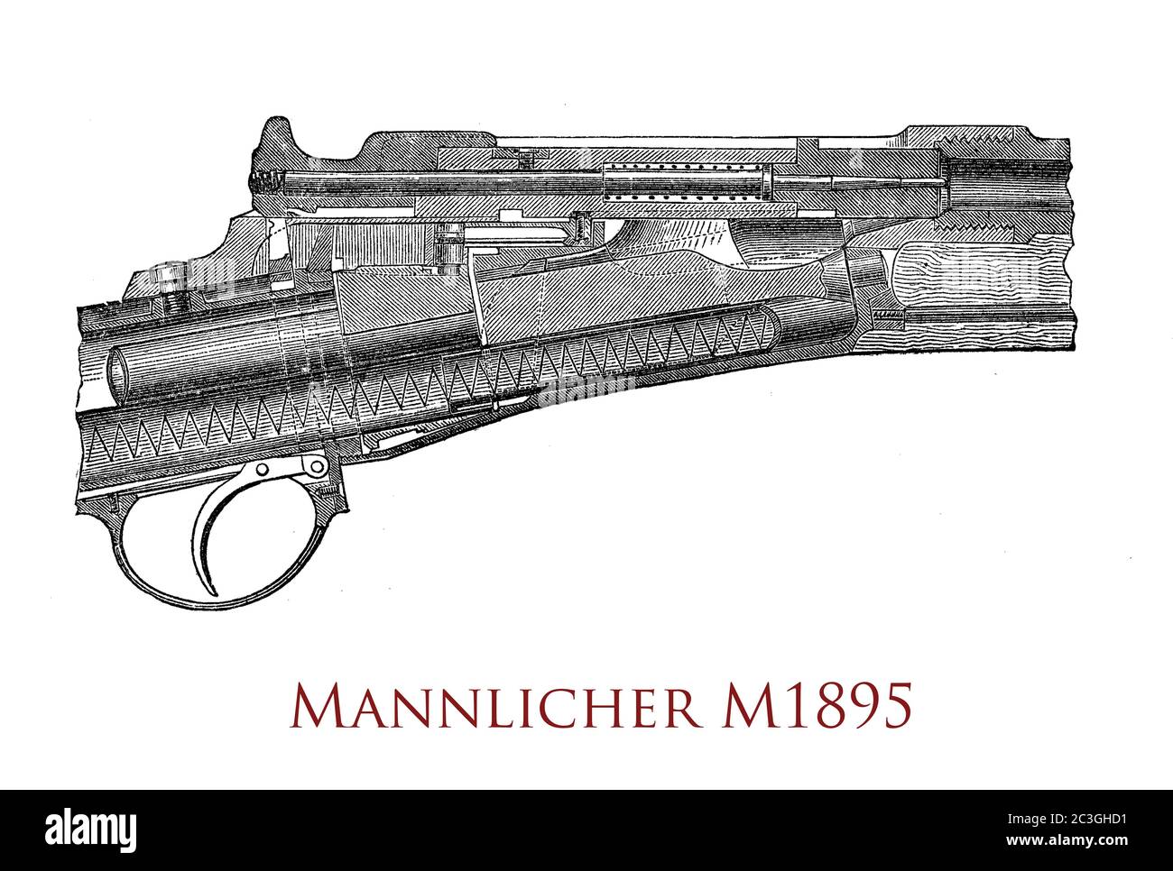 Mannlicher M1895 Rapportiertes Einrastgewehr mit geradem Zug, Bolt-Action, entworfen von Ferdinand Ritter von Mannlicher und von der österreichisch-ungarischen Armee im Ersten Weltkrieg eingesetzt Stockfoto