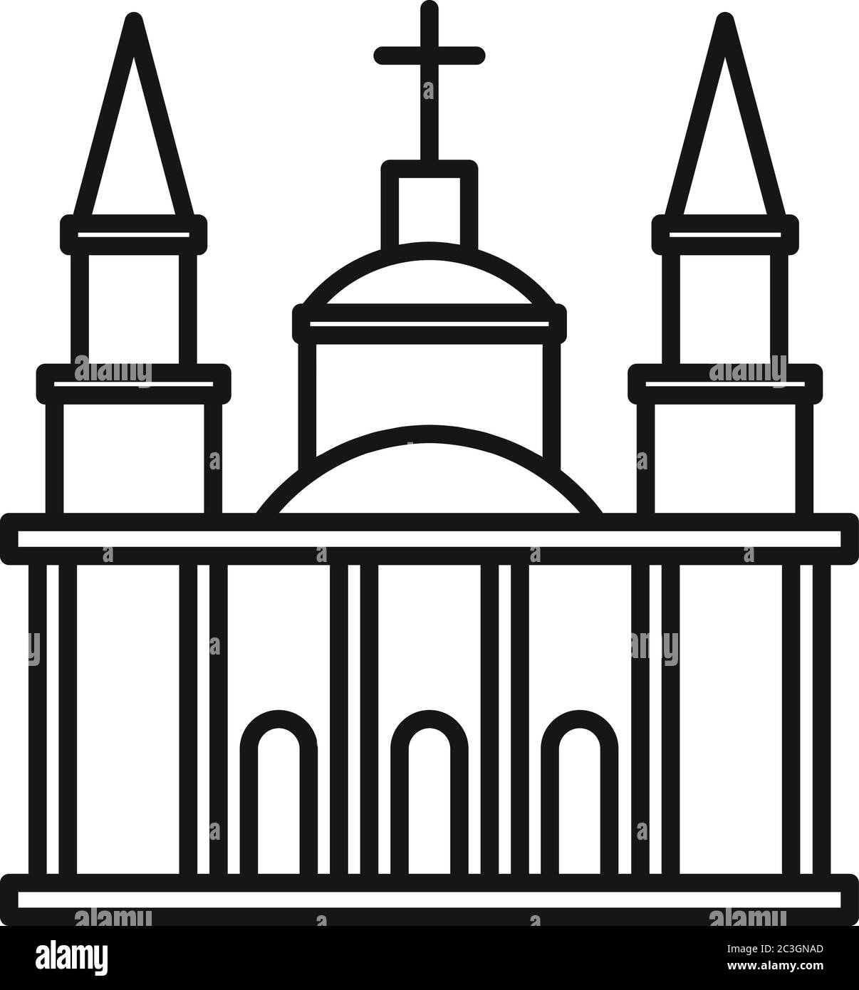 Mexikanische Kirchenikone. Kontur mexikanischen Kirche Vektor-Symbol für Web-Design isoliert auf weißem Hintergrund Stock Vektor