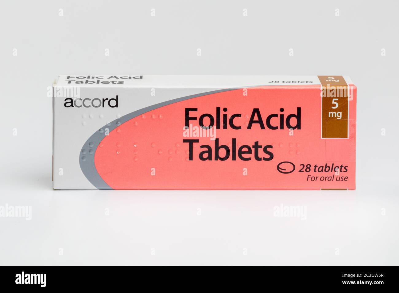 Eine Schachtel Folsäure-Tabletten Stockfoto