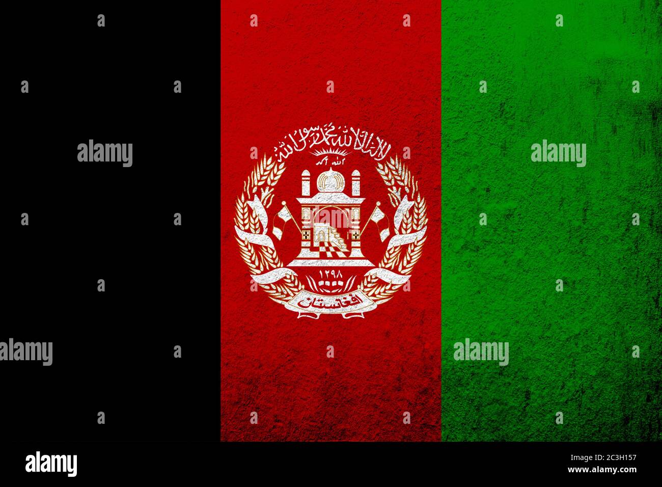 Nationalflaggen der Islamischen Republik Afghanistan. Grunge Hintergrund Stockfoto