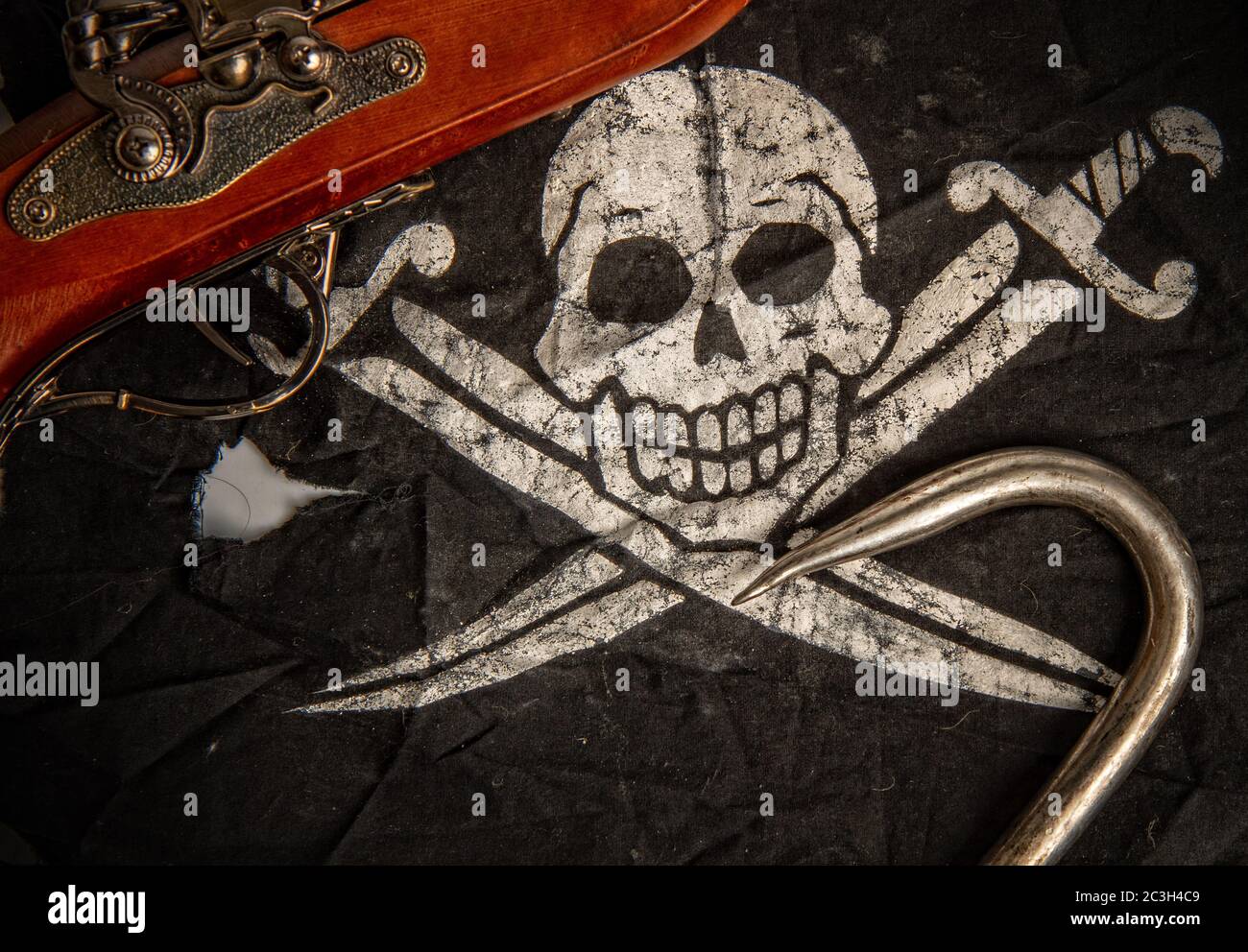 Pirate Haken Flagge Stockfoto