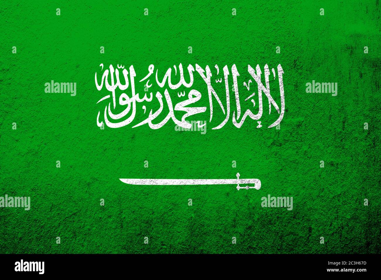 Nationalflaggen des Königreichs Saudi-Arabien. Grunge Hintergrund Stockfoto