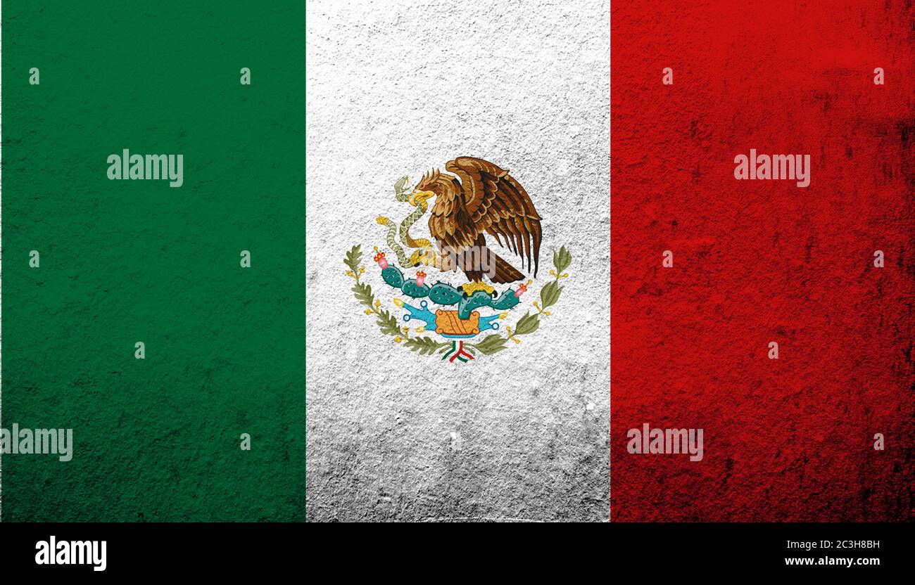 Nationalflaggen der Vereinigten Mexikanischen Staaten (Mexiko). Grunge Hintergrund Stockfoto