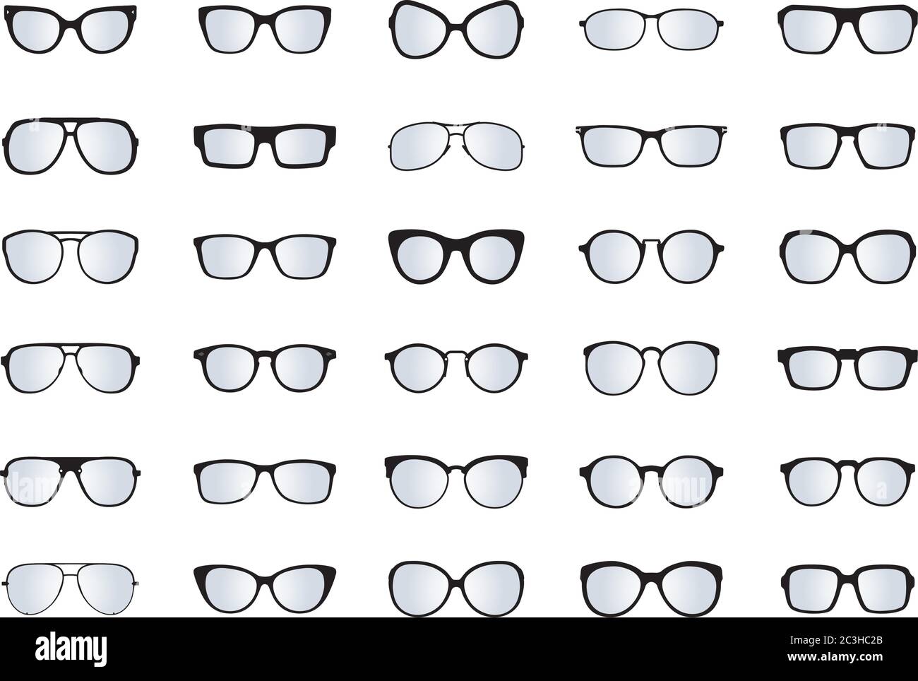 Brillen Einstellen. Vektorgrafik und Symbol. Stock Vektor