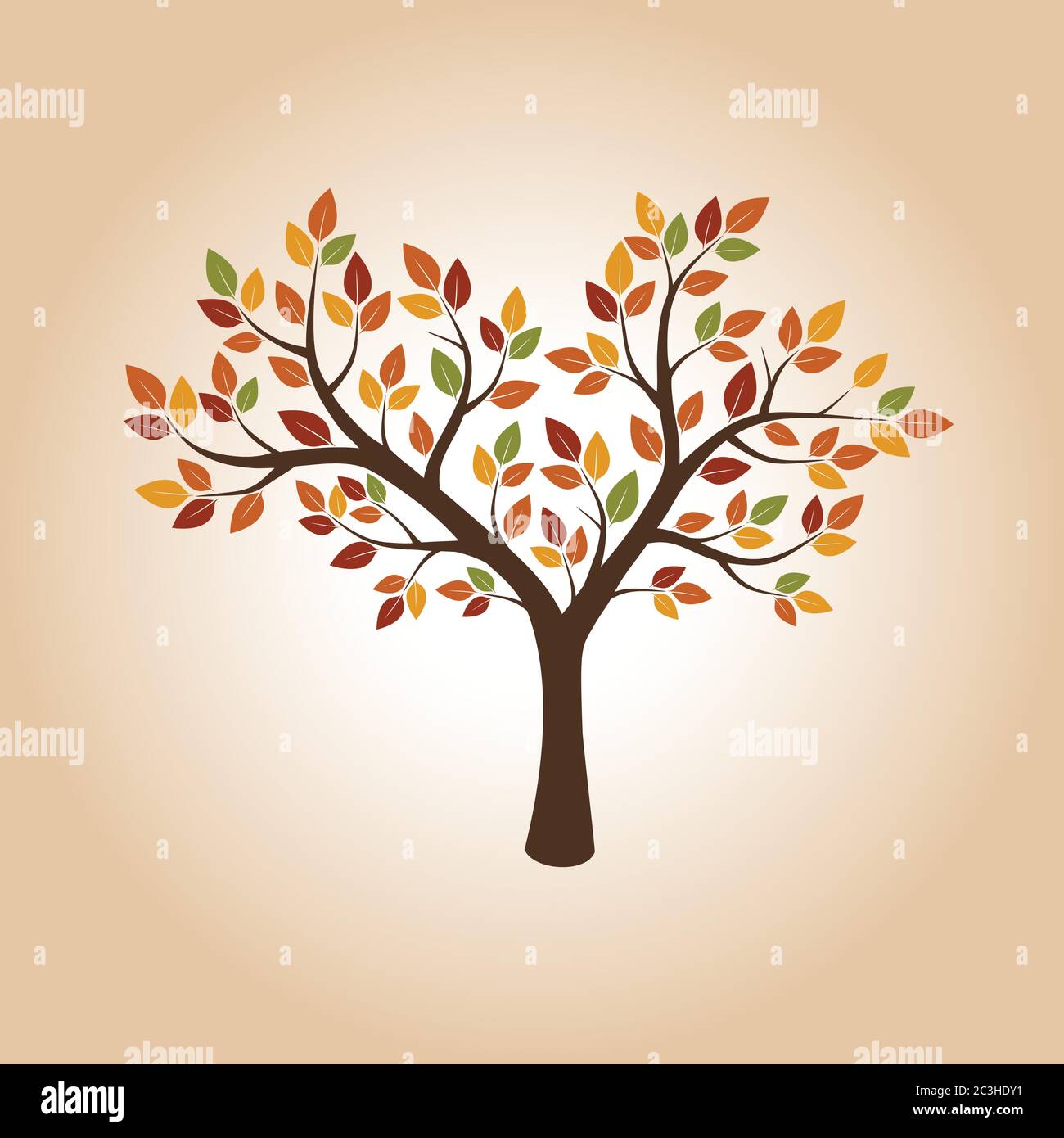 Herbstbaum und Wurzeln. Vektorgrafik. EPS-Datei. Stock Vektor