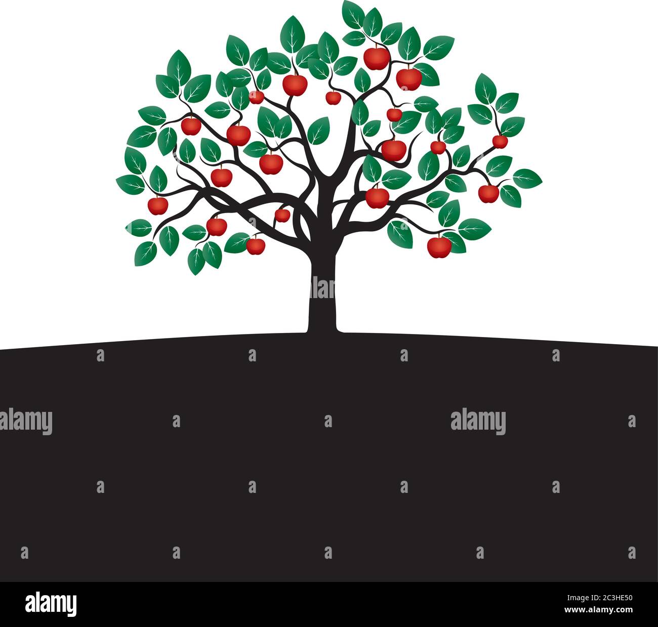 Apfelbaum und rote Früchte. Vektorgrafik. EPS-Datei. Stock Vektor