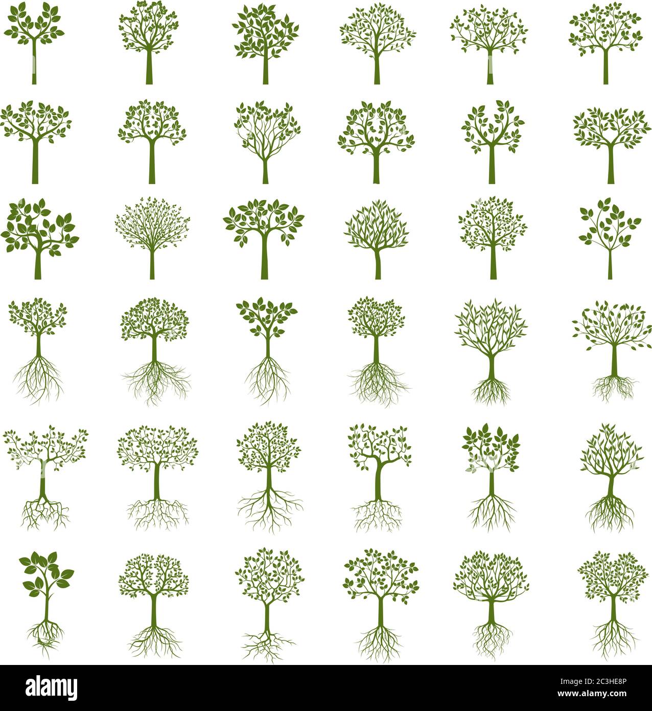 Eine Reihe von grünen Bäumen. Vectro EPS-Dateien. Stock Vektor