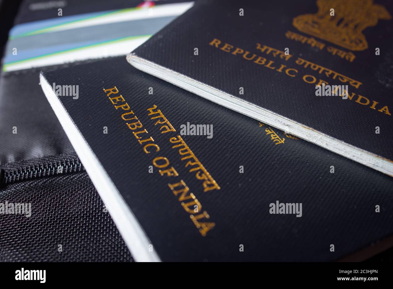 Reisepass für den Reisezweck. Pass der indischen Bürger. republik Indien Pässe. Stockfoto