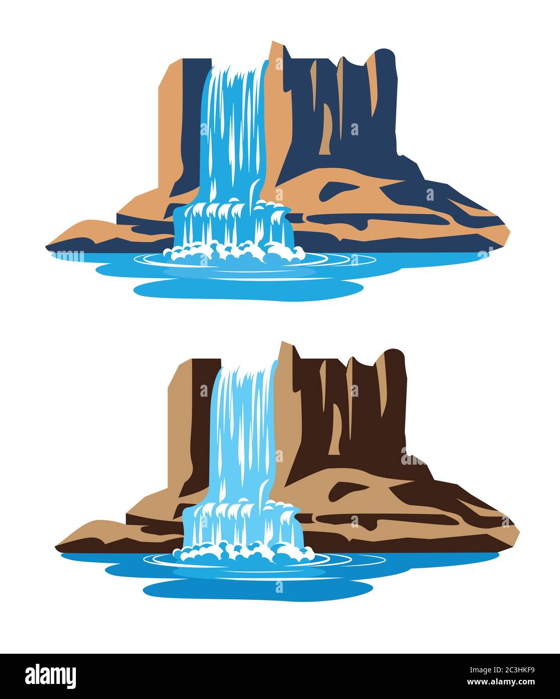 Stilisierte Vektordarstellung Wasserfälle Stock Vektor
