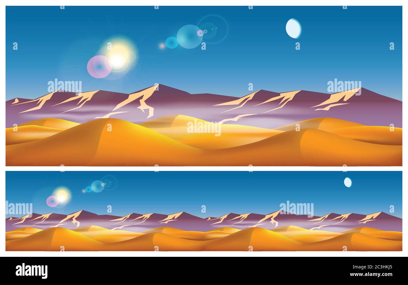 Vektor-Illustration zum östlichen Thema. Heiße Wüste am Tag. Stock Vektor