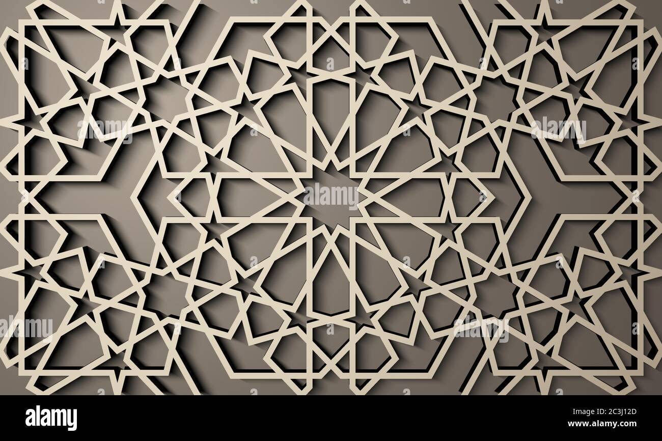 Hintergrund mit 3d nahtlose Muster im islamischen Stil. , arabisch geometrische Ost Ornament , persische Motiv . Stock Vektor