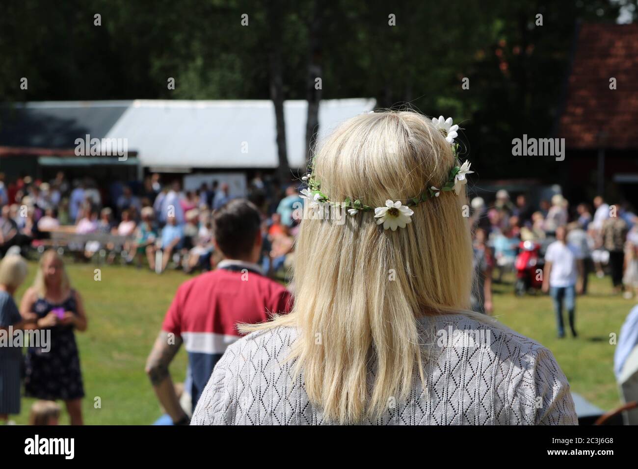 Die traditionelle schwedische Mittsommerfeier in Schweden hieß Midsommar Stockfoto