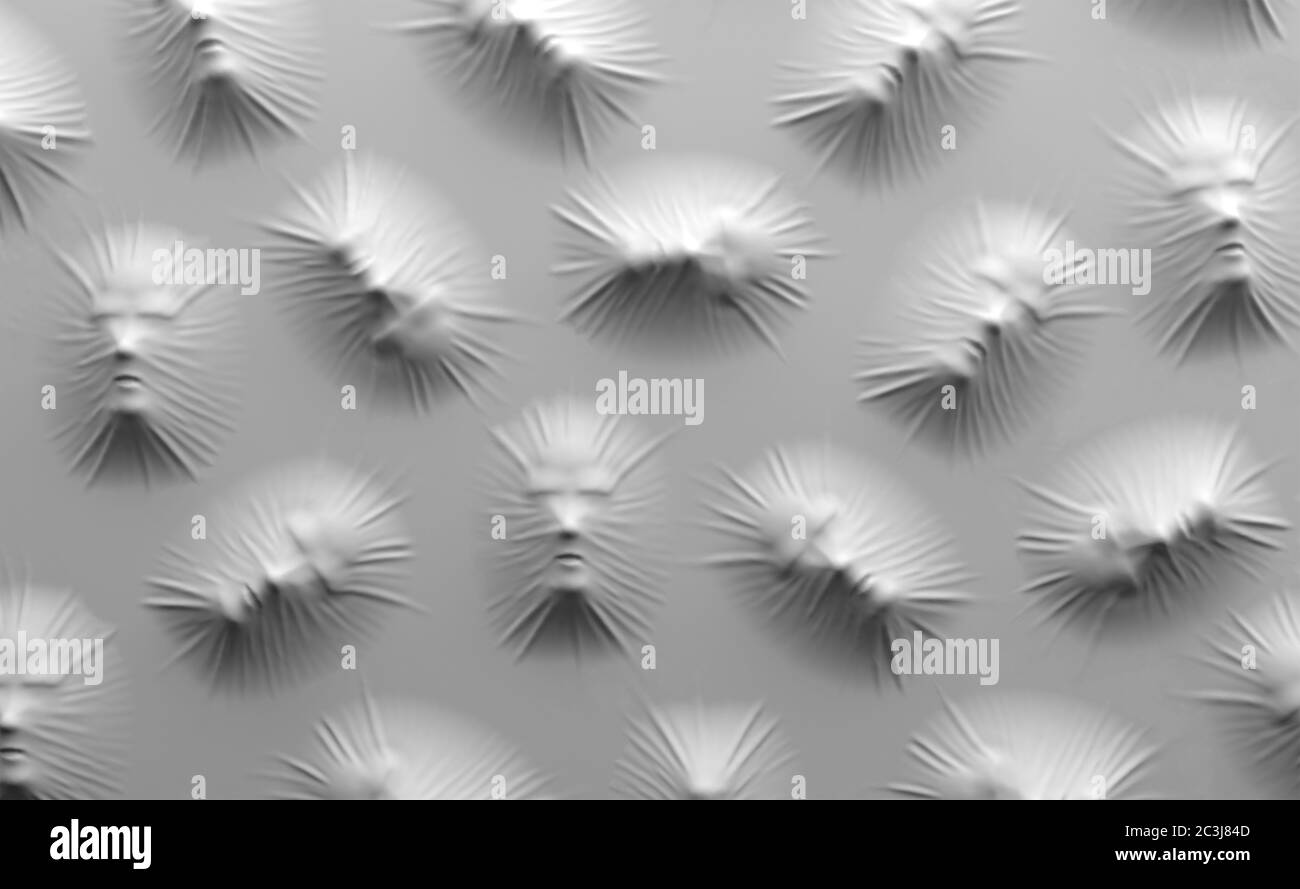 Gesichter von Menschen mit einem weißen Tuch bedeckt. Konvexe geprägte menschliche Köpfe. Konzeptionelle kreative Illustration. 3D-Rendering. Stockfoto