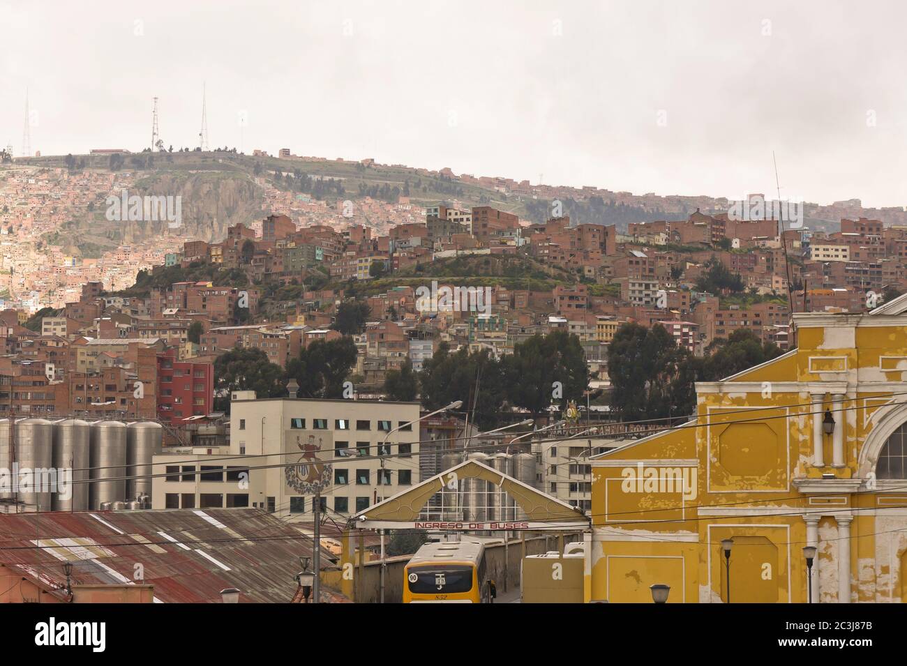 La Paz, Blick auf Backsteinhäuser Hügel, Bolivien, Südamerika Stockfoto