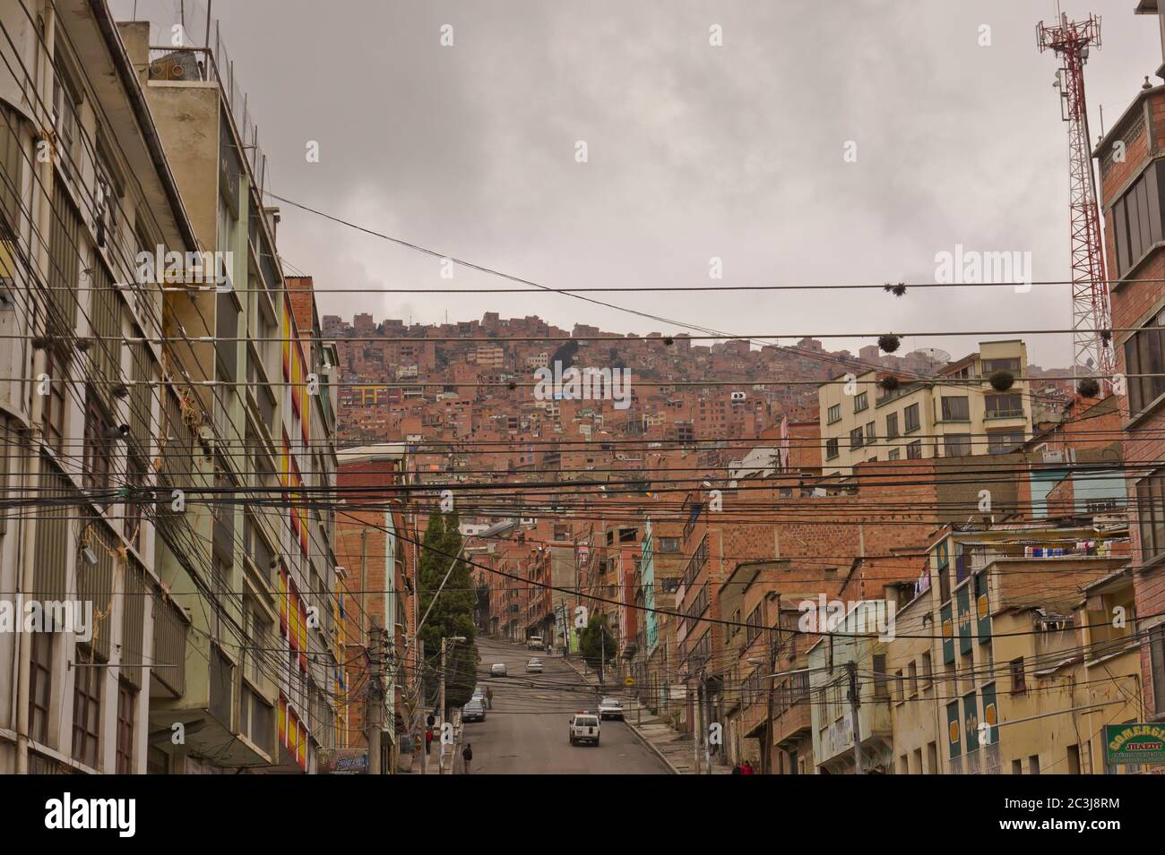 La Paz, Blick auf Backsteinhäuser Hügel, Bolivien, Südamerika Stockfoto