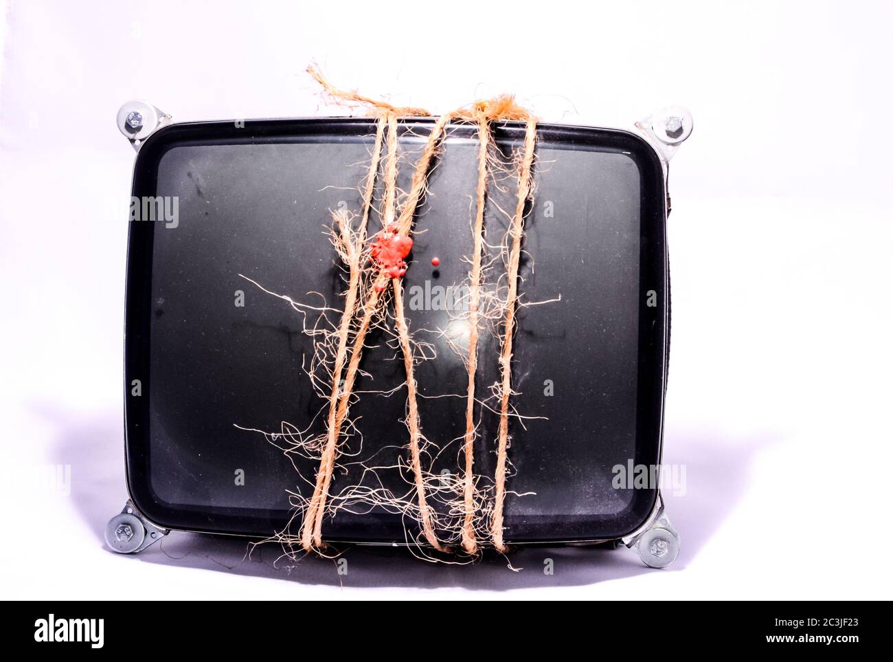 Vintage Kathode Ray Tube CRT mit Weinschlauch verpackt Stockfoto