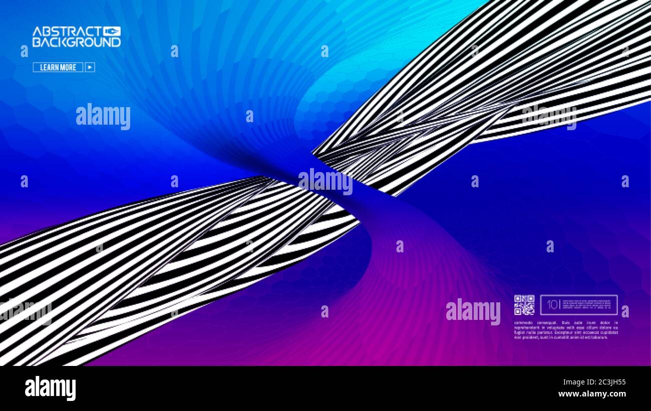 Optische Illusion Pop Art 70er Retro Hintergrund. Geometrisches Design aus Hexagon Mosaik mit blauem lila Flieder-Gradient. Muster psychedelischen Retro Vektor Stock Vektor