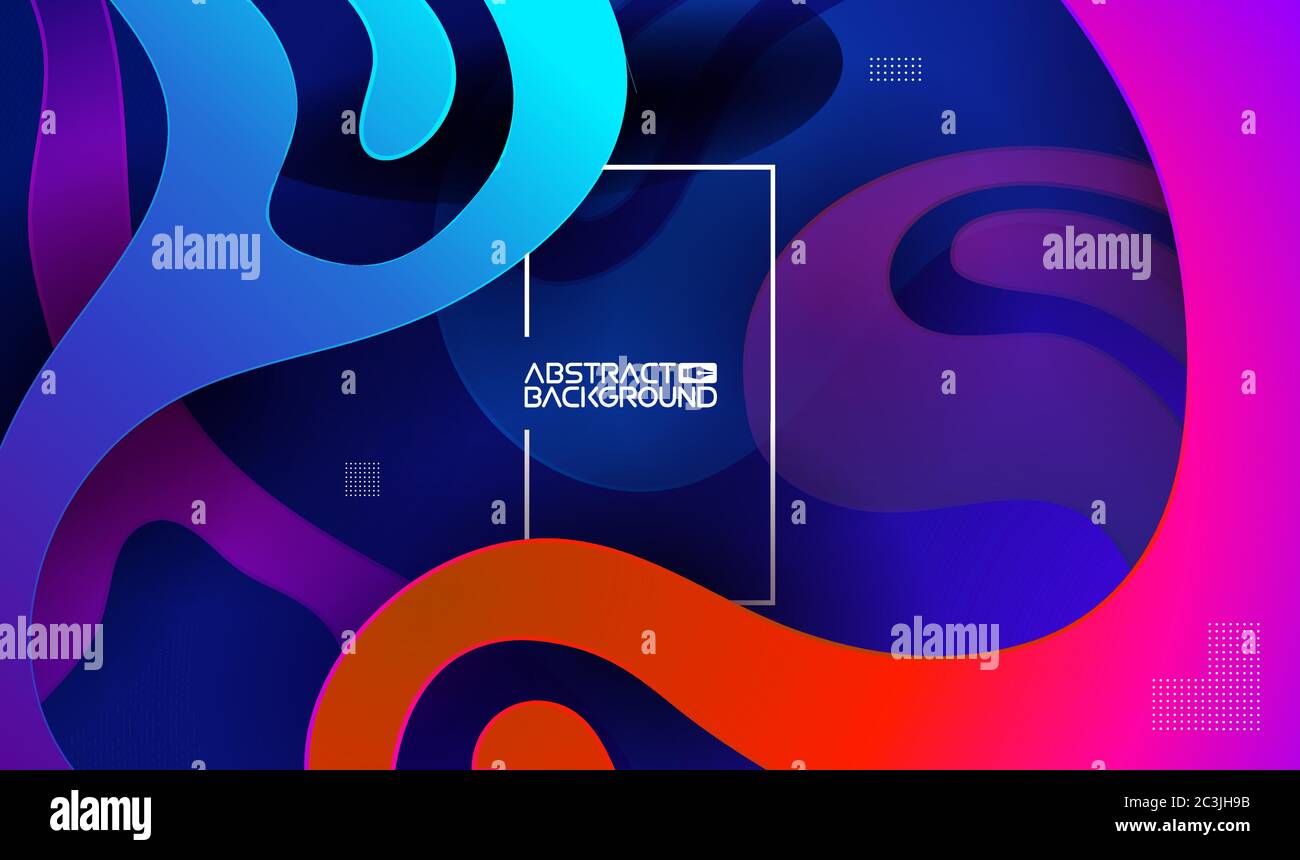 Bunte Website Hintergrund. Papierschnitt-Illustration mit violettem Verlauf auf dunkelblauem Hintergrund. Flaches Layout Vorlage moderner Stil Zukunft Poster Stock Vektor