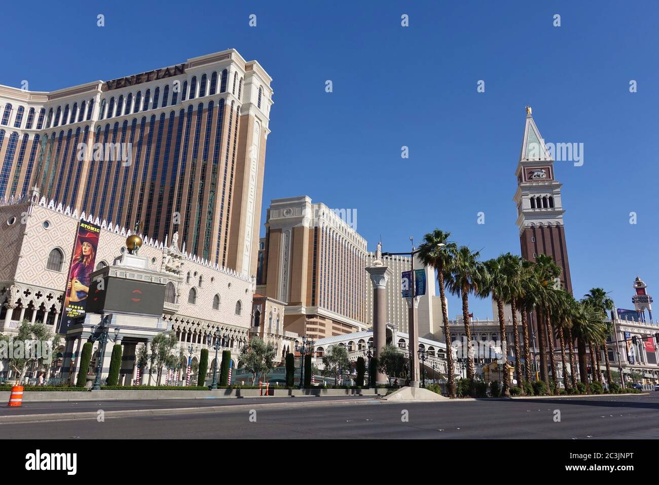 LAS VEGAS, NV - 6 JUN 2020- Außenansicht des Venetian Las Vegas, einem Luxushotel und Casino, in Las Vegas, Nevada, eine Nachbildung von Venedig, Stockfoto