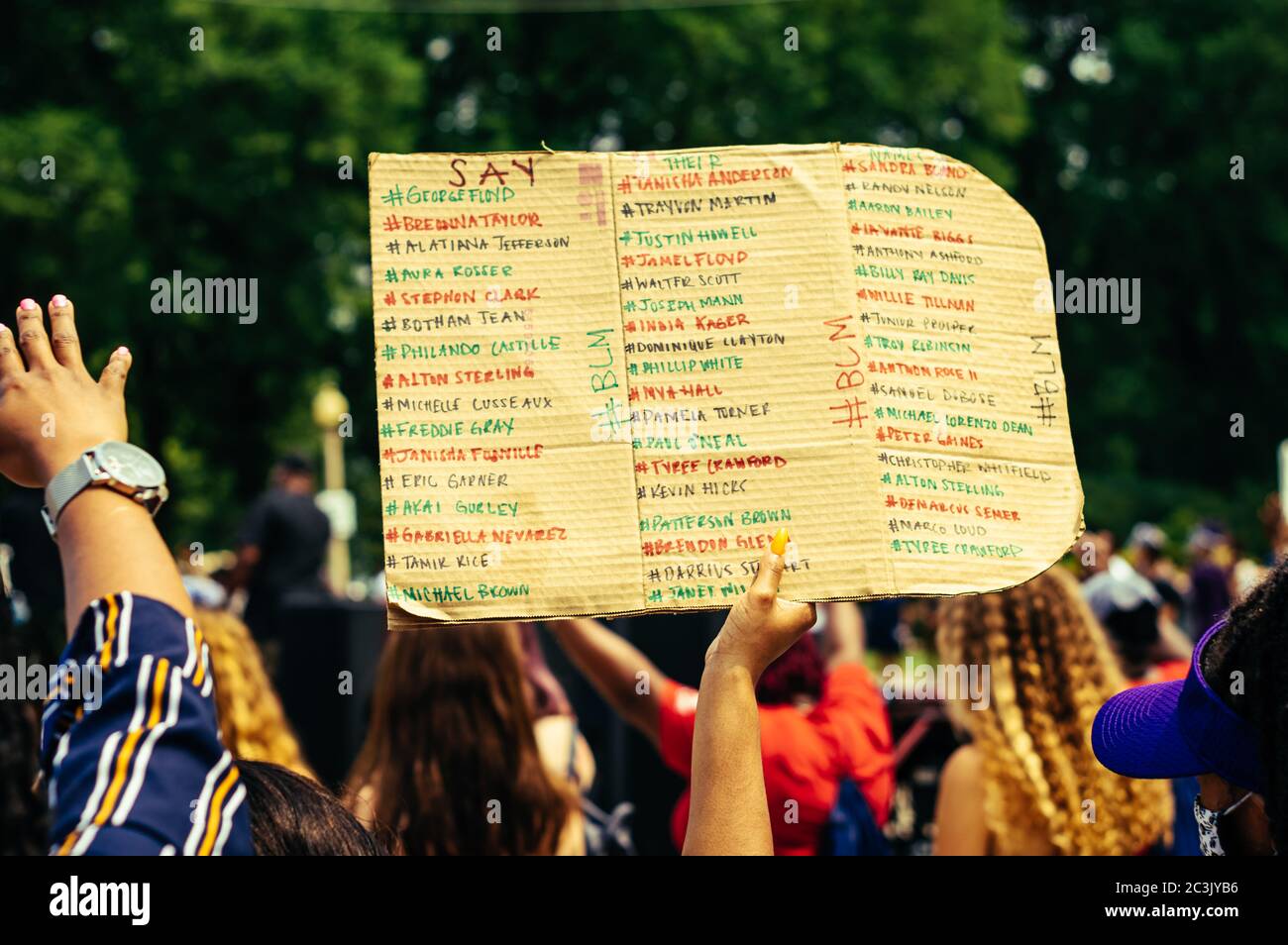 Grant Park, Chicago - 19. Juni 2020: Junienth Celebration. Gemeindeführer und Bürger treffen sich bei einer Kundgebung in der Innenstadt. Stockfoto