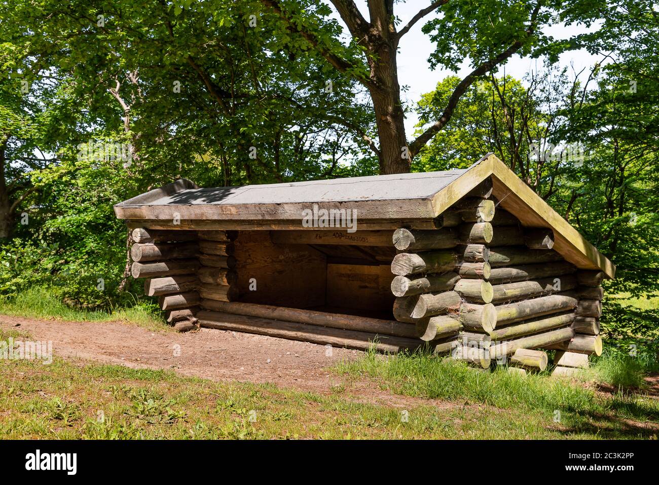 Ein Holzhaus im Wald, Dänemark, 27. Mai 2020 Stockfoto