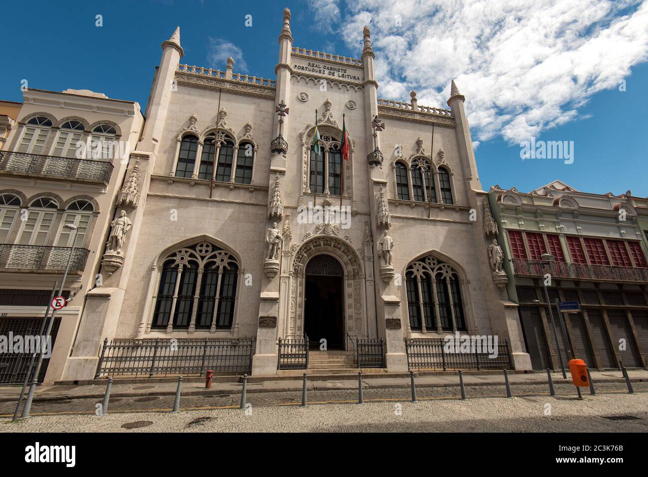 Fassade des Real Portuguese Cabinet of Reading Building in Rio de Janeiro Stockfoto