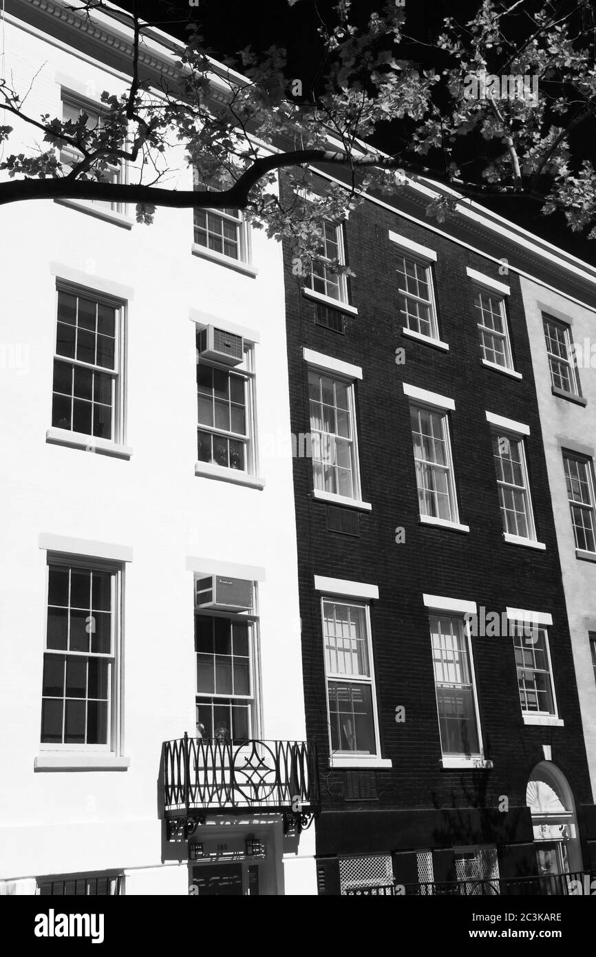 Brownstone Houses on Sullivan Street, Greenwich Village, Downtown Manhattan, New York City, New York, USA Stockfoto