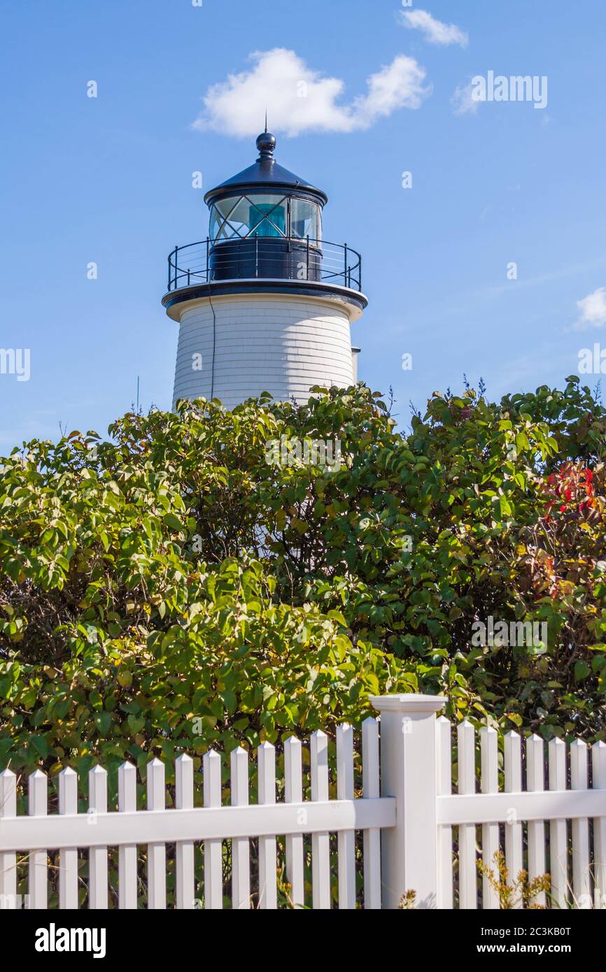 Plum Island Lighthouse, auf Plum Island, in der Nähe von Newburyport, Massachusetts, gegründet 1788. Stockfoto