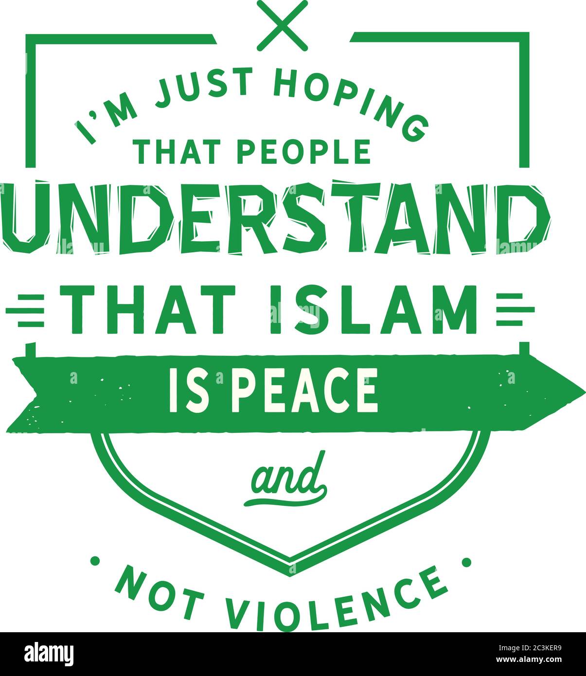 Ich hoffe nur, dass die Menschen verstehen, dass der Islam Frieden und nicht Gewalt ist. Stock Vektor