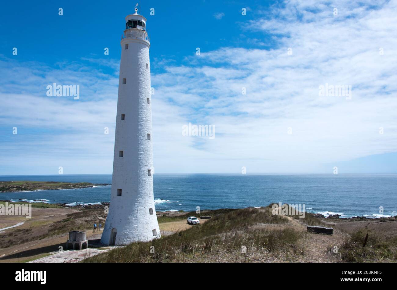 Der historische Leuchtturm von Cape Wickham auf King Island. Stockfoto