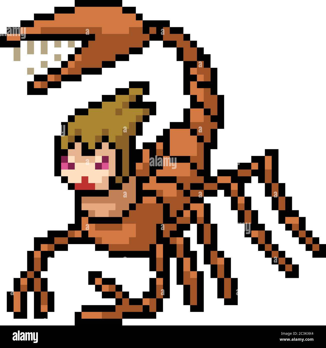 vektor Pixel Kunst Skorpion Monster isoliert Cartoon Stock Vektor