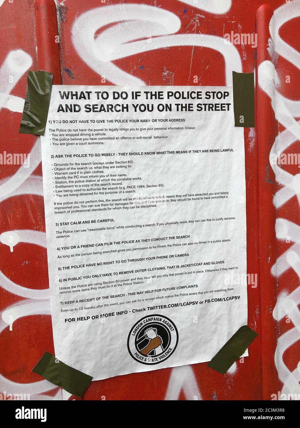 Widerstand gegen Stop and Search Polizeistrategie , Brixton Stockfoto