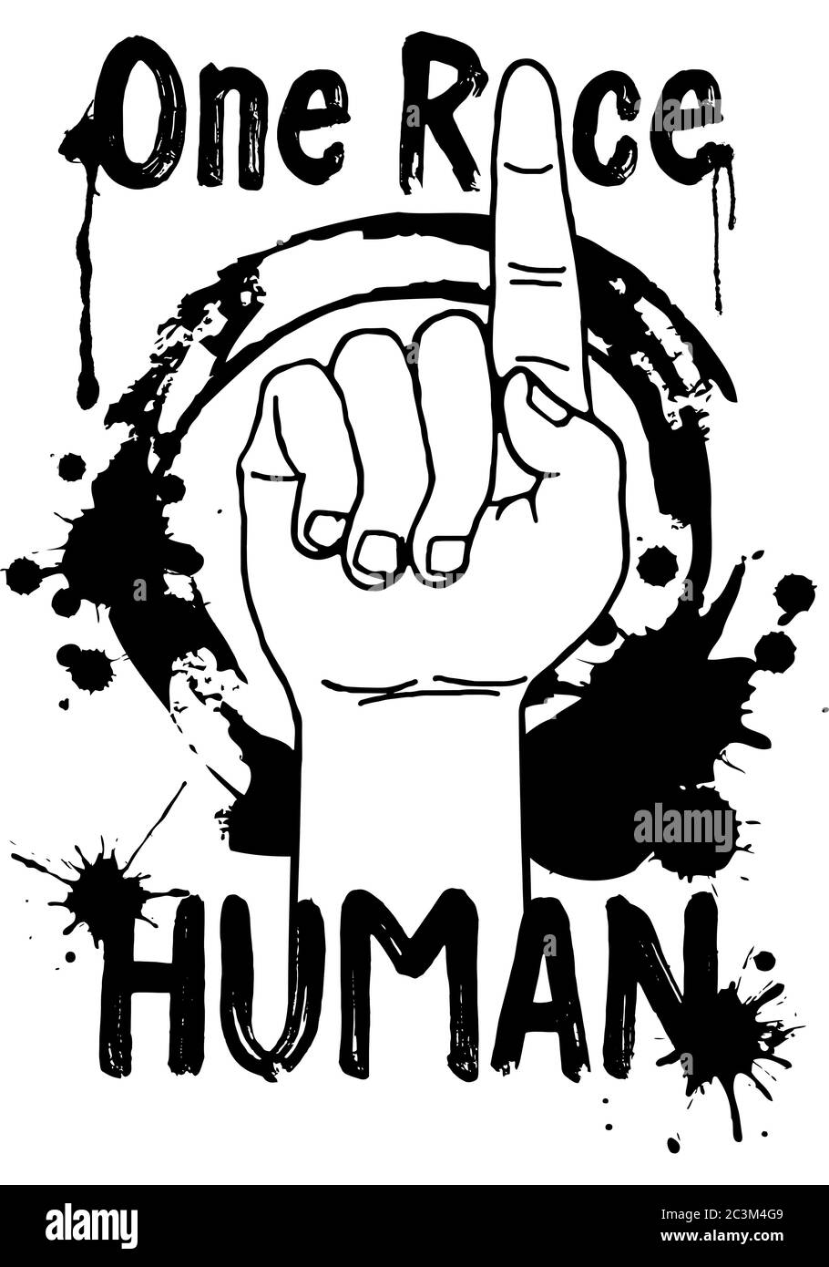 Illustration eines Zeigehandsymbols als eine Rasse die menschliche Rasse auf isoliertem weißem Hintergrund Stockfoto