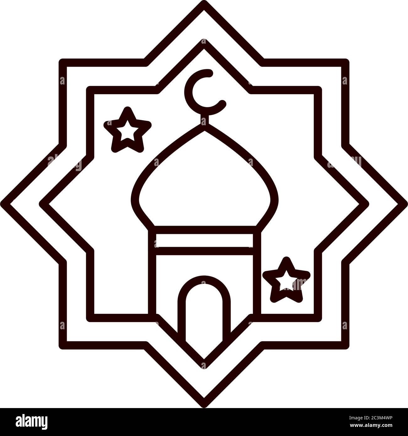 eid mubarak islamische religiöse Moschee Ort Vektor Illustration Linie Stil Symbol Stock Vektor