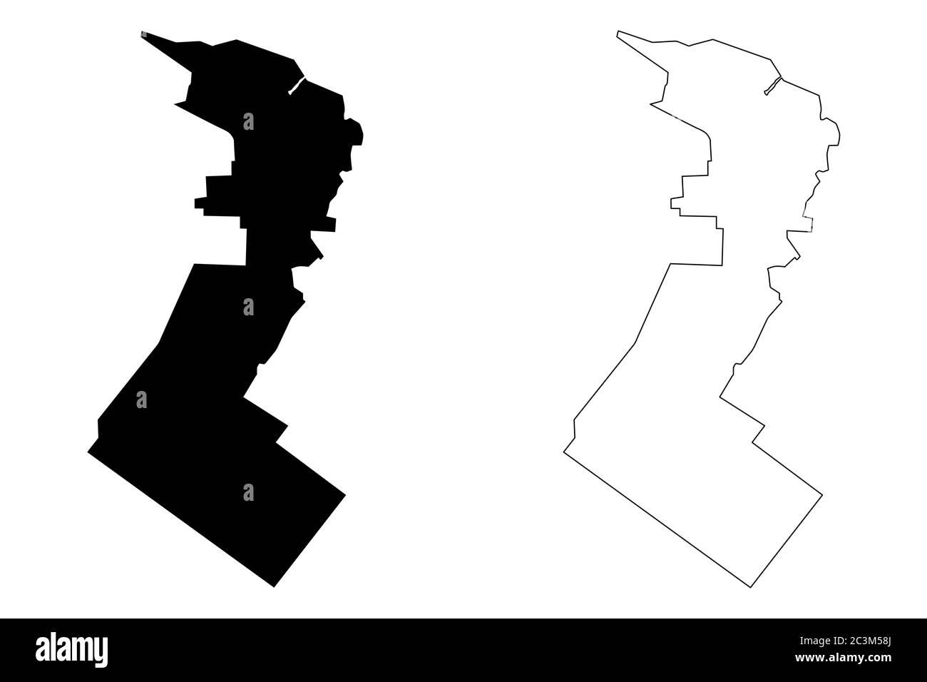 TUrkmenabat Stadt (Republik Turkmenistan, Turkmenia, Turkmenistanis, Lebap Provinz) Karte Vektorgrafik, Skizze Stadt Chardzhou oder EIN Stock Vektor