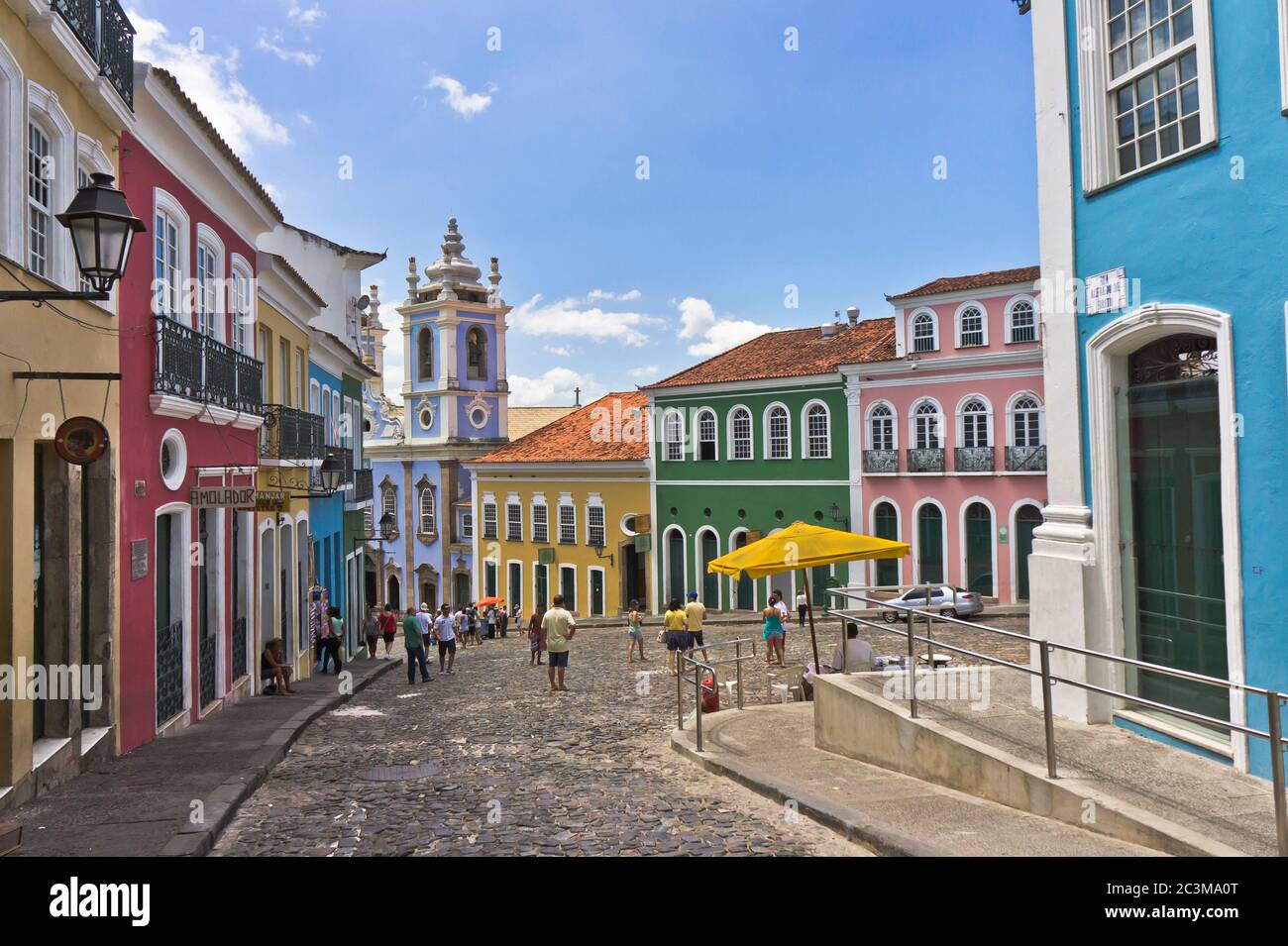 Salvador de Bahia, Pelourinho Blick mit bunten Gebäuden, Brasilien, Südamerika Stockfoto