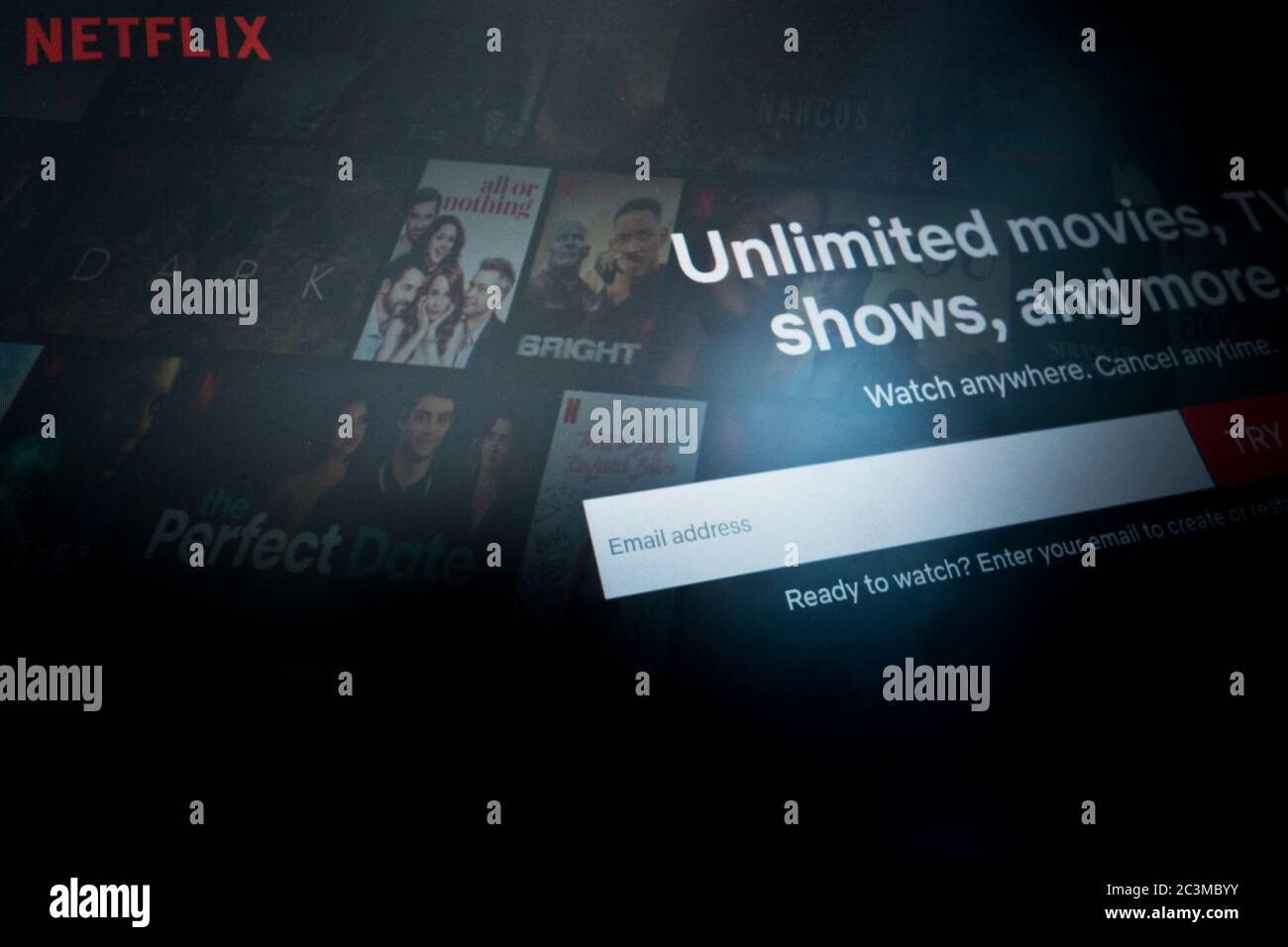 Netflix Homepage auf einem PC-Bildschirm Stockfoto