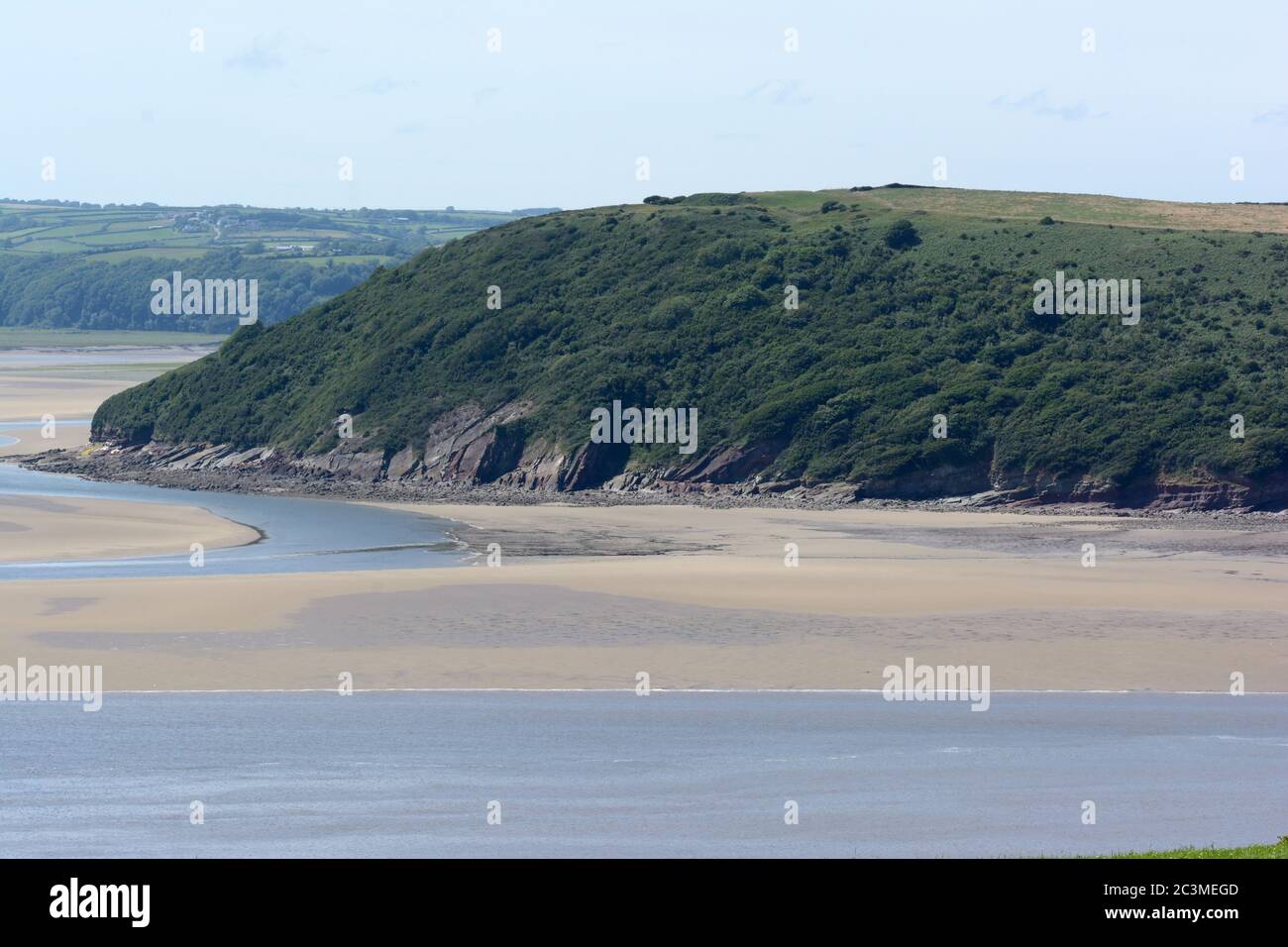 Wharley Point Llansteffan und die TAF-Mündung Carmarthenshire Wales Cymru UK Stockfoto