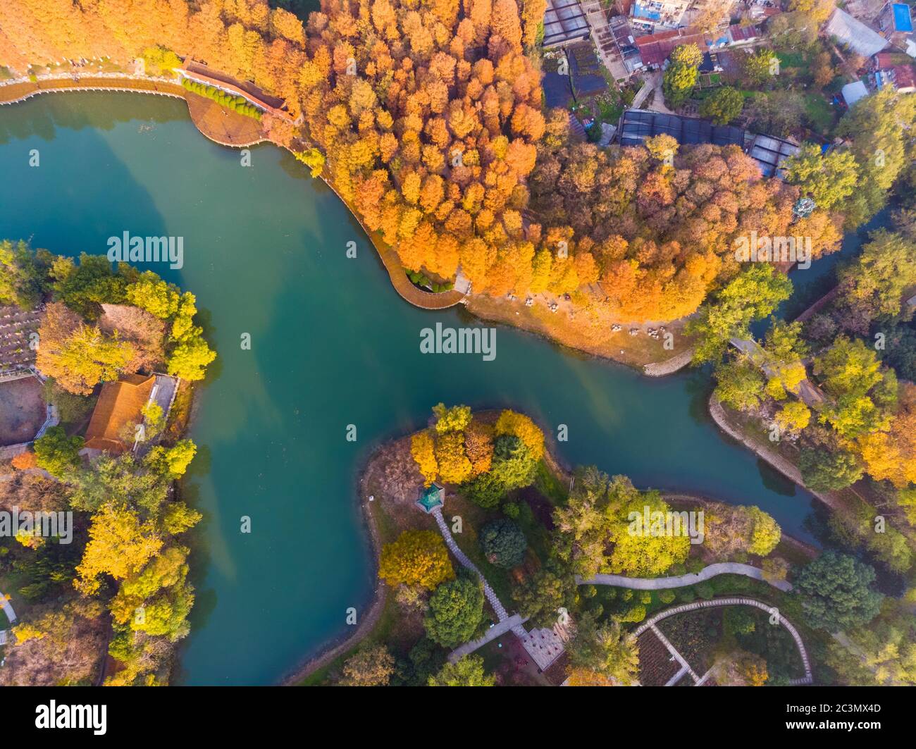 Befreiungspark Spätherbst Luftbild in Wuhan, Hubei, China Stockfoto