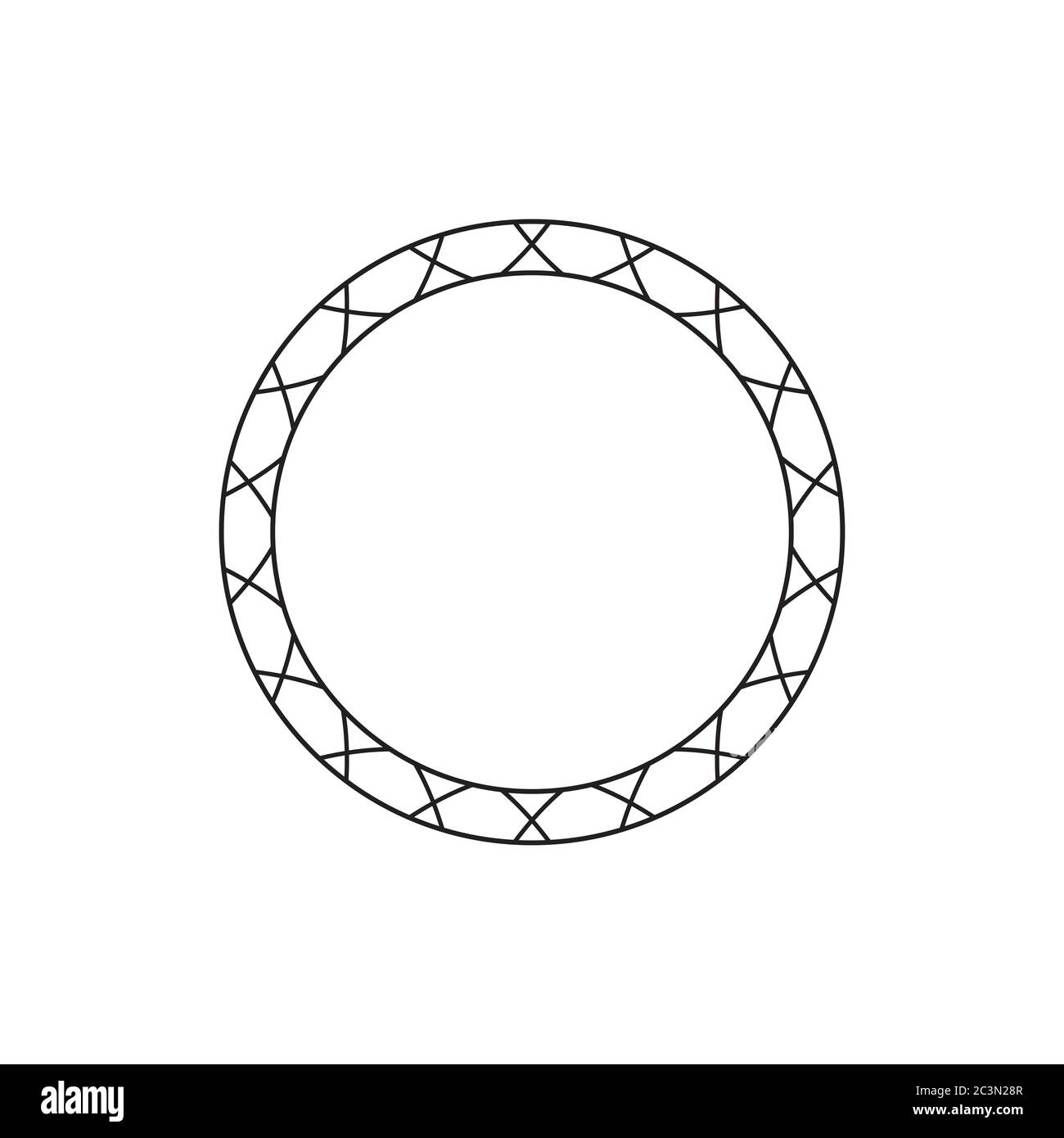 Kreisförmiger, abstrakter geometrischer Rahmen. Radialer Vektorrahmen in Schwarz und Weiß. Stock Vektor