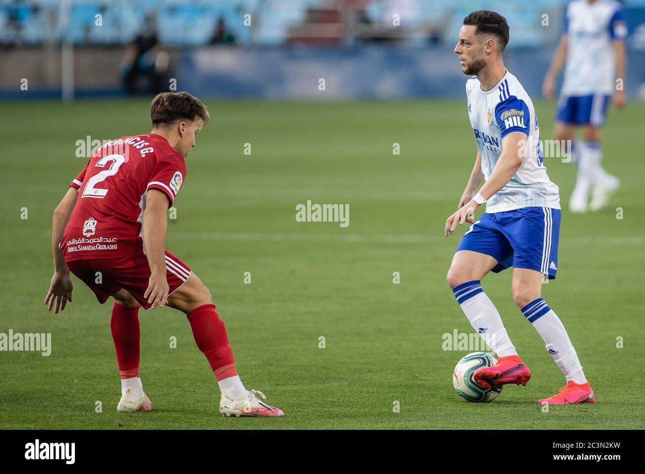 Burgui von Real Zaragoza (20) während des La Liga SmartBank-Spiels zwischen Real Zaragoza und UD Almeria am 20. Juni 2020 in La Romareda in Zaragoza, Spanien. . Almeria gewann den 0:2. (Foto von Daniel Marzo/Pacific Press/Sipa USA) Stockfoto