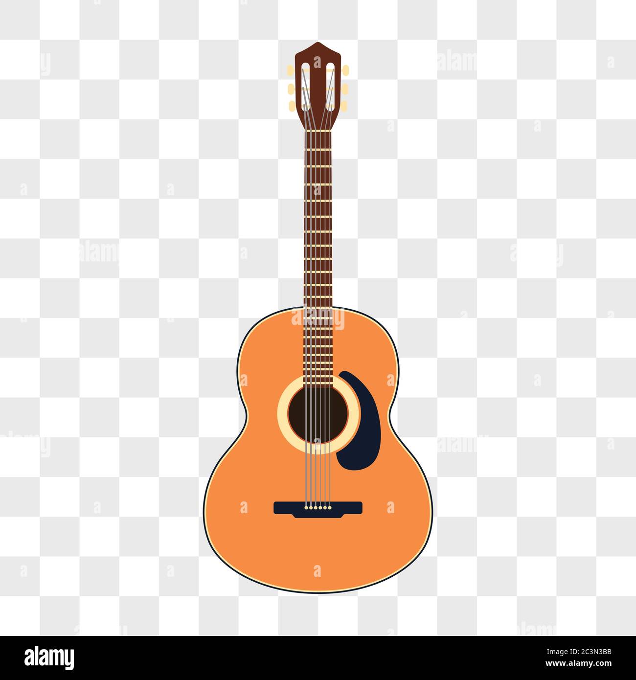 Akustische Gitarre Musikinstrumente isoliert auf transparentem Hintergrund. vektor-Illustration Stock Vektor