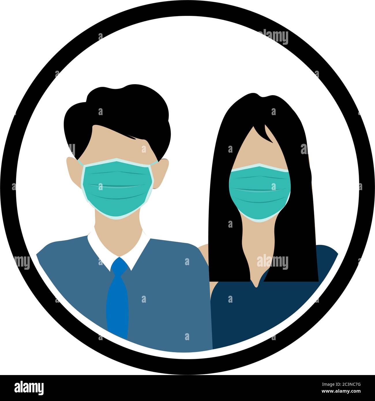 Tragen Sie Gesichtsmaske Zeichen und Symbol. Sicherheitsschild während Coronavirus. Tragen Sie chirurgische Maske Zeichen Vektor in gelbem Hintergrund. Hinweis zur Gesichtsmaske tragen. Stockfoto