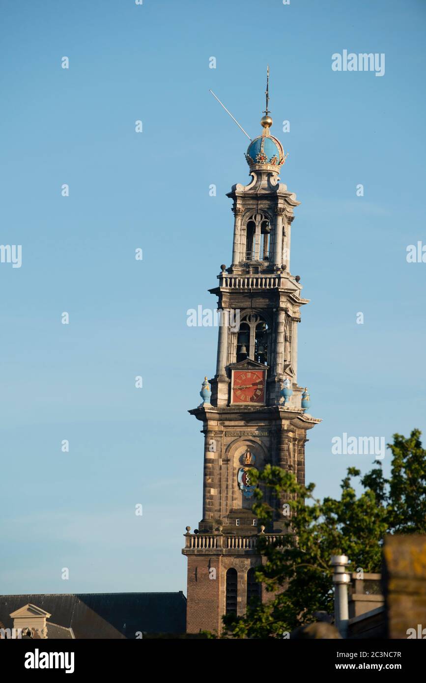 Nederland, Amsterdam 26 mei 2020 De Westertoren werd in 1631 in gebruik genomen en is ontworpen door Hendrik Cornelisz de Keyser. Het is de toren van Stockfoto
