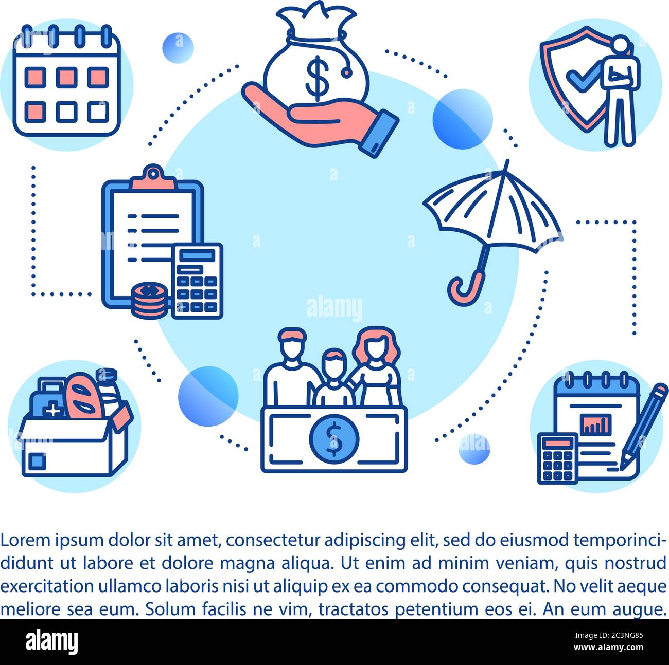 Arbeitslosenversicherung Konzept Symbol mit Text Stock-Vektorgrafik - Alamy